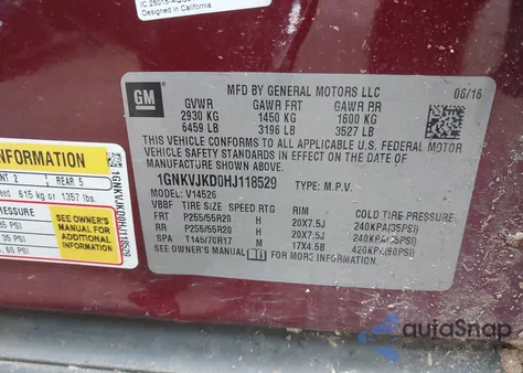 2017 Chevrolet Traverse Premier z USA, uszkodzony, nr VIN 1GNKVJKD0HJ118529